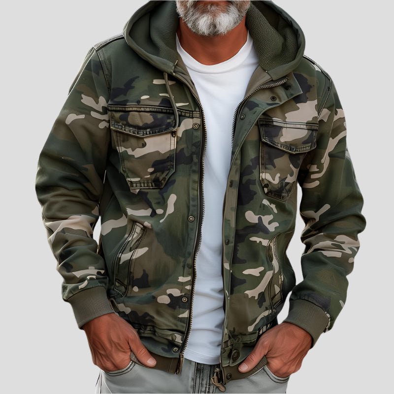 Herrhoodie i höstlig camouflage-look – Bruno