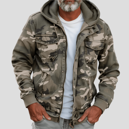 Herrhoodie i höstlig camouflage-look – Bruno