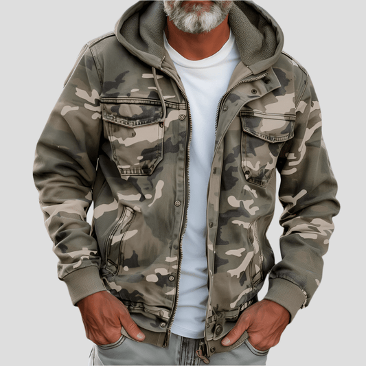 Herrhoodie i höstlig camouflage-look – Bruno