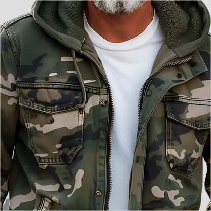Herrhoodie i höstlig camouflage-look – Bruno
