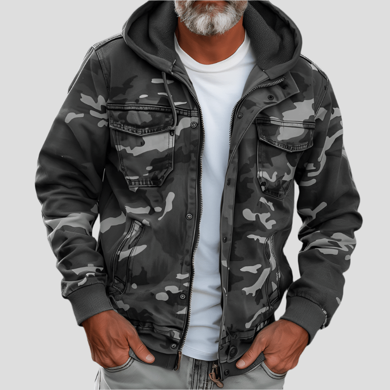 Herrhoodie i höstlig camouflage-look – Bruno