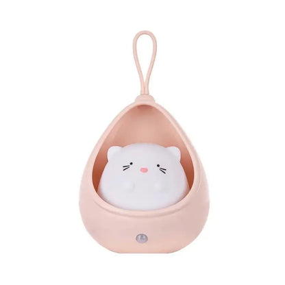 Rosa Nachtlicht Katze Silikon Kinderzimmer LED Lampe tragbar dimmbar energiesparend