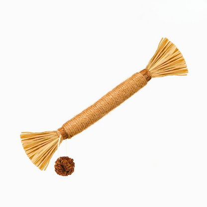 Katzenspielzeug aus Sisal mit Quaste und Ball, natürliches Kratzspielzeug, langlebig.