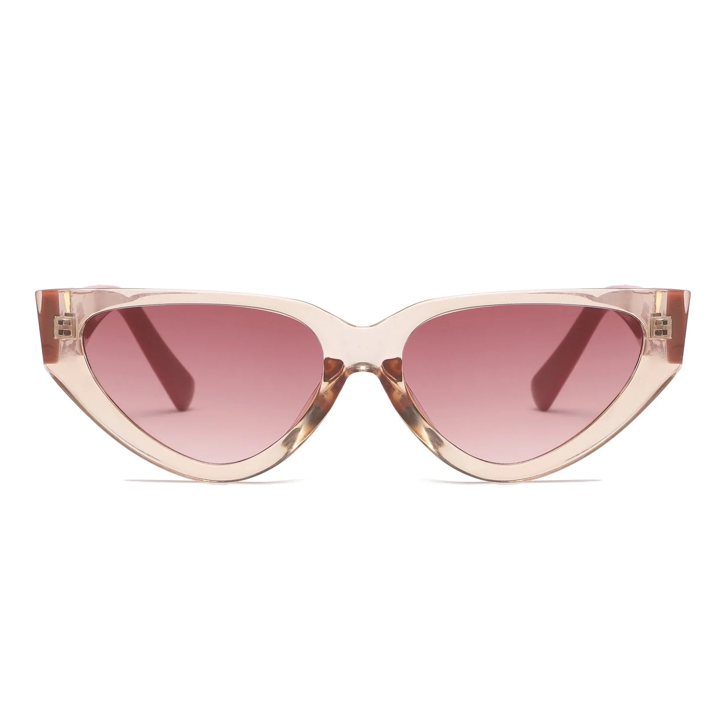 Rosa Cat-Eye Sonnenbrille, transparentes Gestell, modisches Accessoire, UV-Schutz.