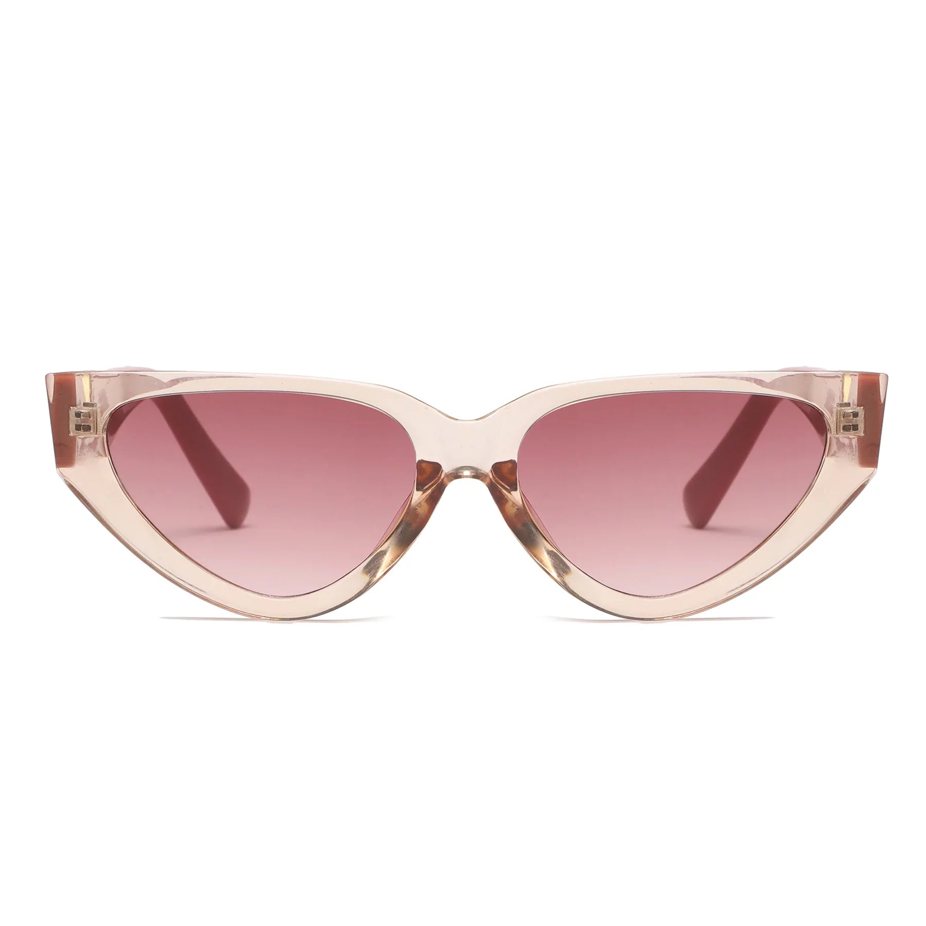 Rosa Cat-Eye Sonnenbrille, transparentes Gestell, modisches Accessoire, UV-Schutz.