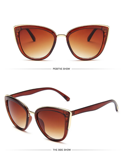 Damen Sonnenbrille, Cat-Eye, braun, UV-Schutz, modisch, Kunststoff, elegant, Accessoire.