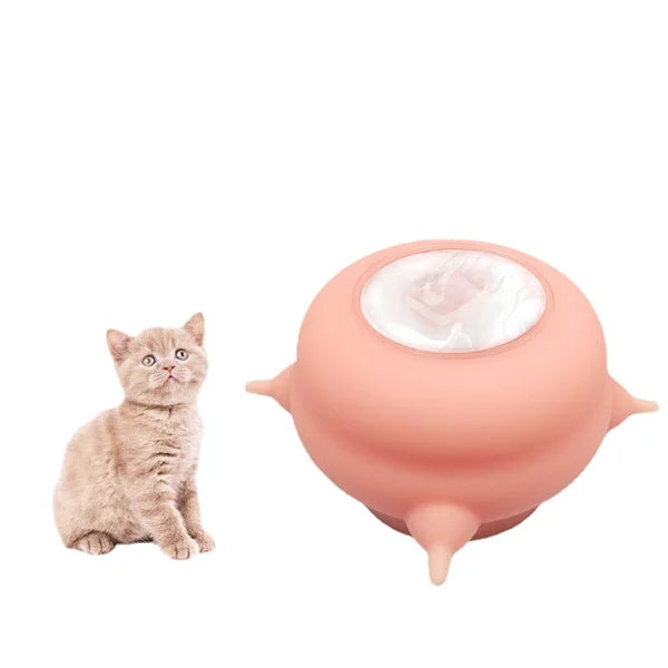 Rosa Katzenbrunnen mit Kätzchen, rundes Design, Haustiertränke, modernes Katzenzubehör.