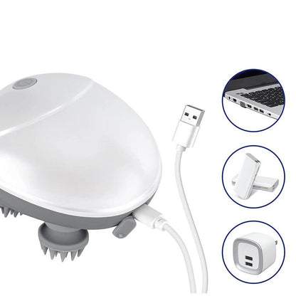 Weißer elektrischer Katzenmassagegerät mit USB-Anschluss, tragbar, für Haustierpflege.