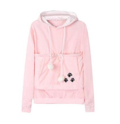 Rosa Kapuzenpullover mit Kängurutasche, bequem, ideal für Katzenliebhaber, Größe S.