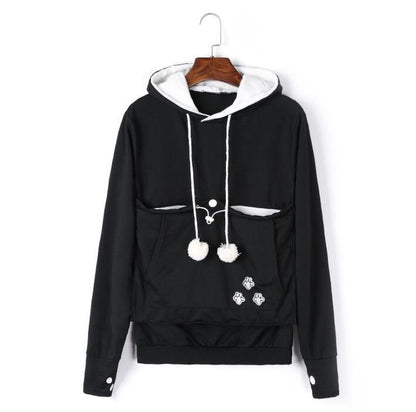 Schwarzer Katzenpullover mit Kapuze, bequem, Anti-Haar, ideal für Schlaf, Größe S.