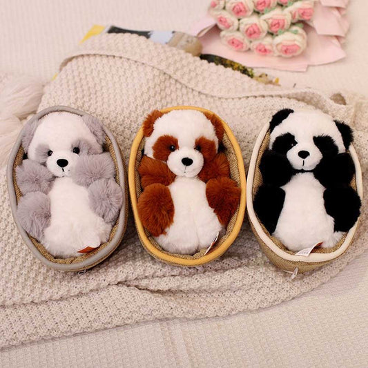 Plushpanda med avtagbar korg – mjukt stoppad och dekorativ – 20 cm