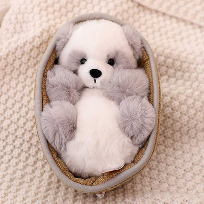 Plushpanda med avtagbar korg – mjukt stoppad och dekorativ – 20 cm