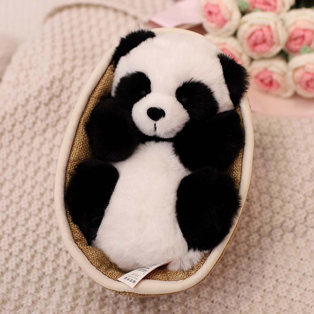 Plushpanda med avtagbar korg – mjukt stoppad och dekorativ – 20 cm