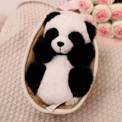 Plushpanda med avtagbar korg – mjukt stoppad och dekorativ – 20 cm