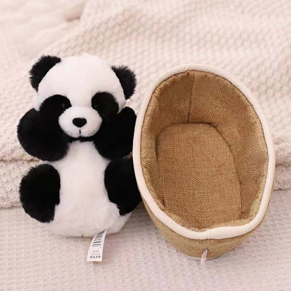 Plushpanda med avtagbar korg – mjukt stoppad och dekorativ – 20 cm