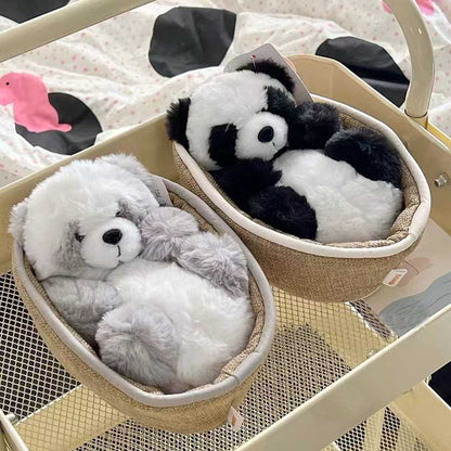 Plushpanda med avtagbar korg – mjukt stoppad och dekorativ – 20 cm