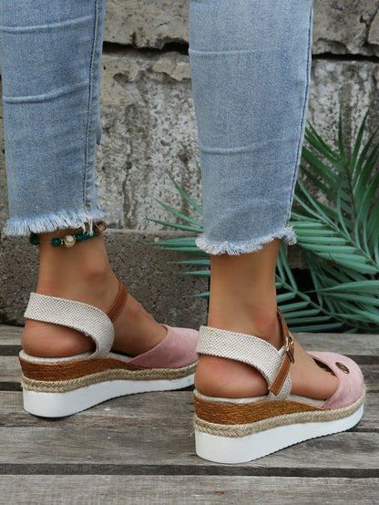Damen Sandalen Keilabsatz rosa, beige, Jeans, Sommermode, bequem, lässig, Outdoor, Trend.