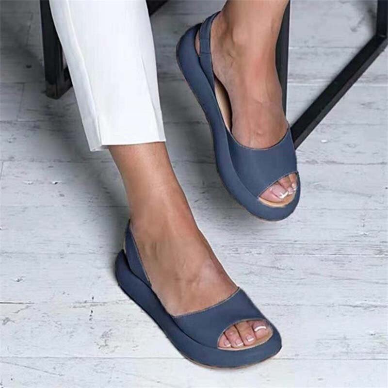 Damen Sommerschuhe, blaue Sandalen, bequem, modisch, rutschfest, ideal für Freizeit und Alltag.