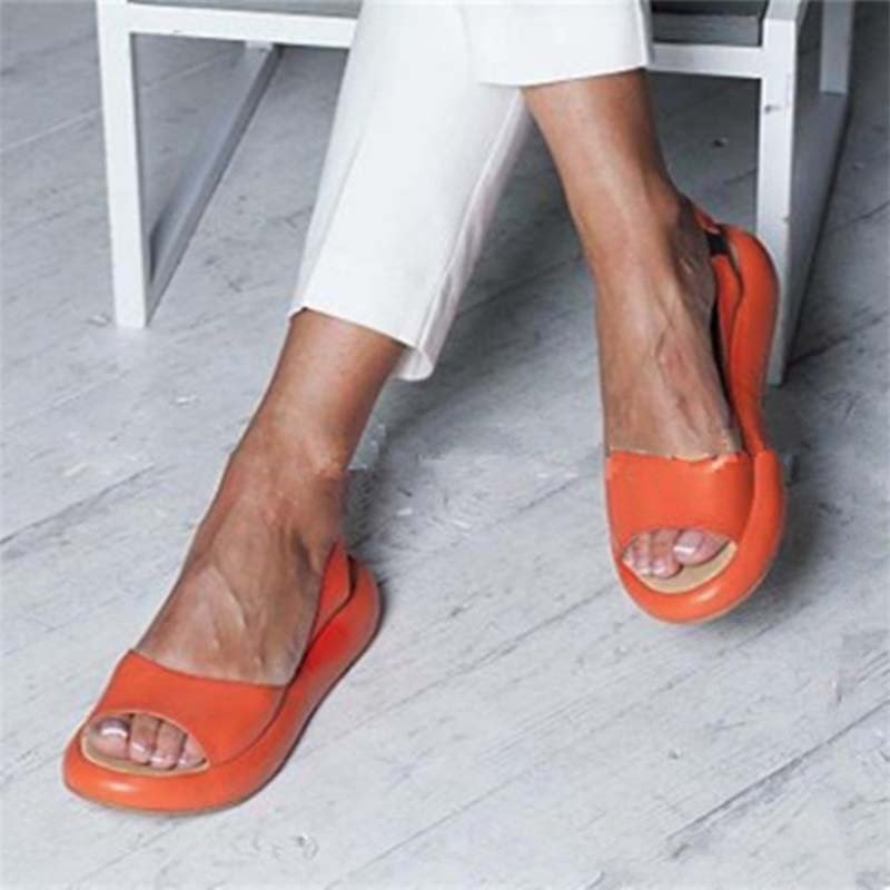 Orange Damen-Sommersandalen, bequem, offenes Design, ideal für Freizeit und Alltag.