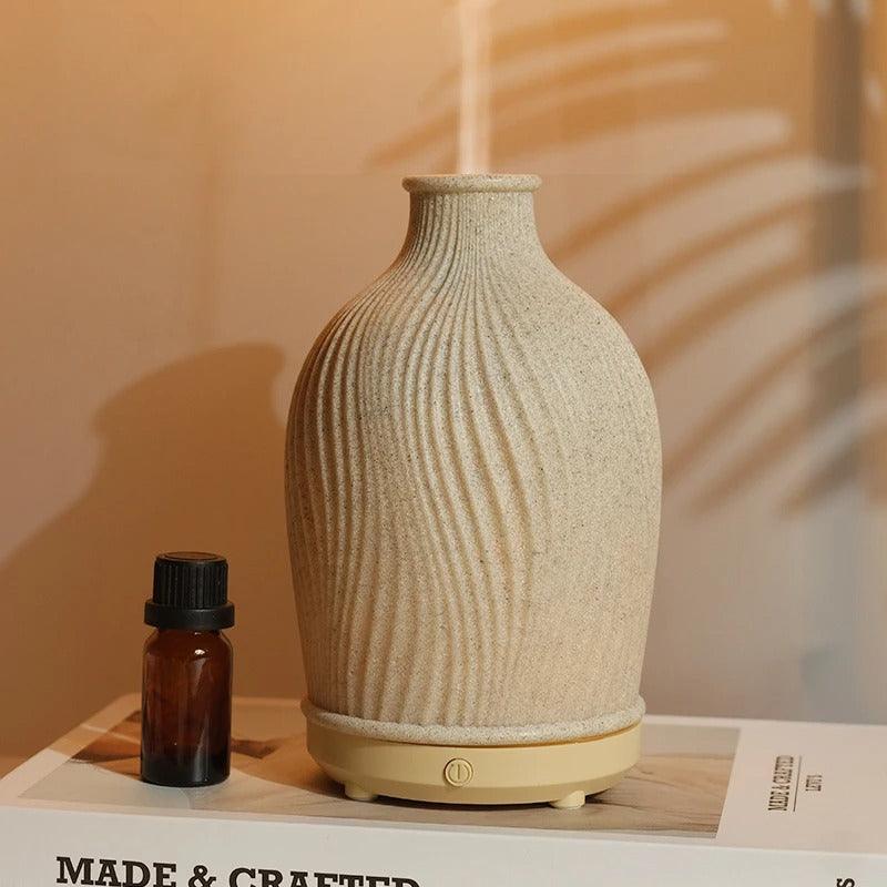 Keramik-Diffusor beige, ätherisches Öl, Aromatherapie, modernes Design, Wohnzimmer-Dekoration.