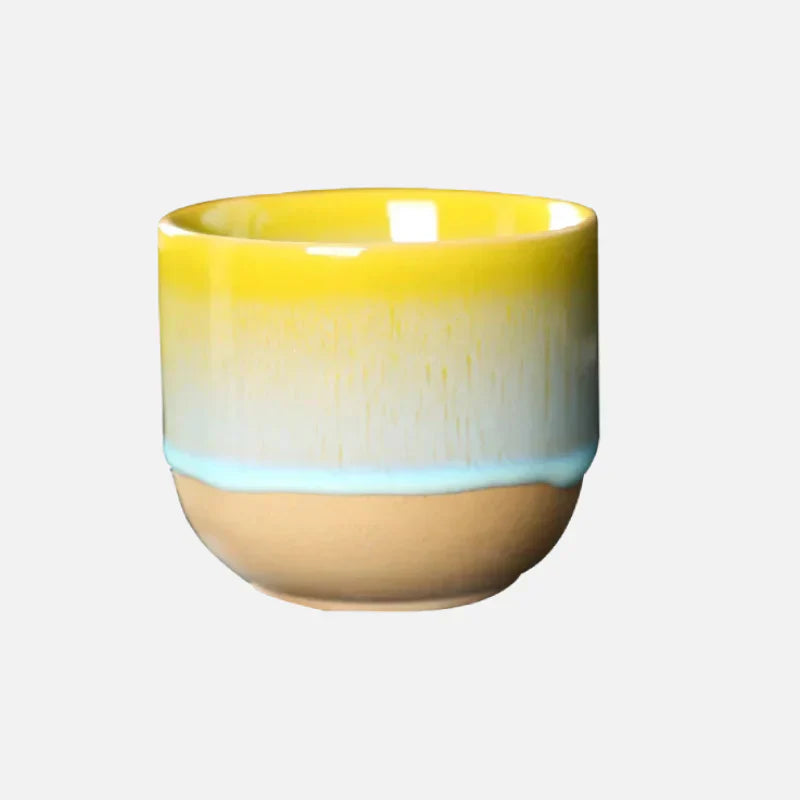 Gelbe Keramik-Teetasse, 120ml, Porzellan, Kung Fu Stil, handgefertigt, Geschenk, Tischgeschirr.
