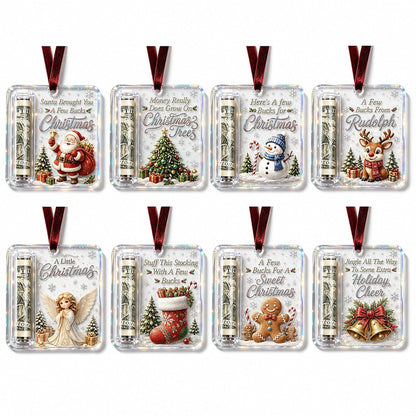Åtta hållare i två rader med olika motiv: tomte, gran, snögubbe, ren, ängel, julstrumpa, pepparkaksgubbe och klockor. 13