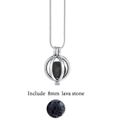 Silberkette mit 8mm Lavastein-Anhänger, Schmuck, Damen, Geschenk, modisch, elegant.