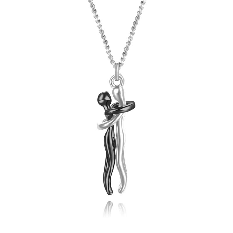 Silberkette mit abstraktem Anhänger, schwarz-silber, modern, Schmuck für Damen und Herren.