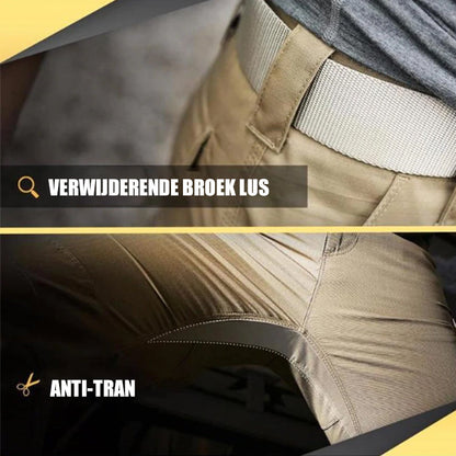 Herren-Outdoor-Hose beige, atmungsaktiv, mit Gürtel, ideal für Wandern und Trekking.