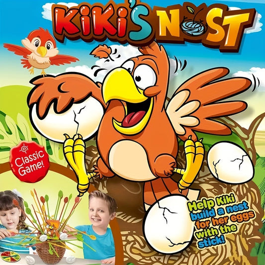 Kiki's Nest Brettspiel für Kinder, lustiges Geschicklichkeitsspiel mit Eiern und Vogel.
