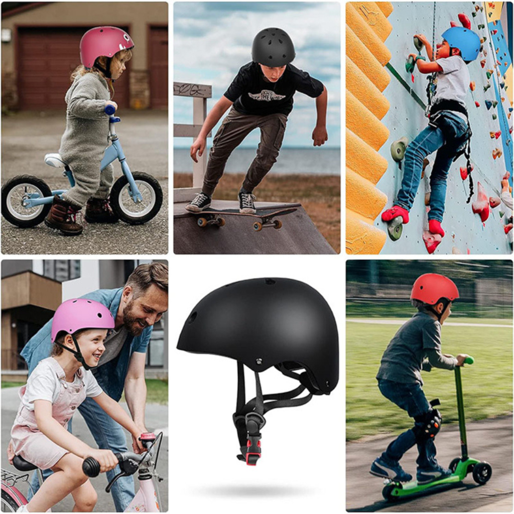 Schwarzer Fahrradhelm für Kinder, sicherer Schutz beim Radfahren, Skaten, Klettern.