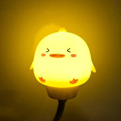 Gelbe Küken-Nachtlampe, LED, Kinderzimmer, dimmbar, energiesparend, süßes Design.
