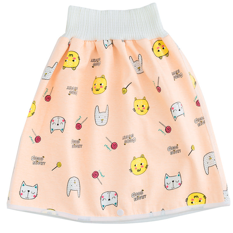 Kinderrock mit Katzenmuster, rosa, 2-in-1, wiederverwendbar, Training, Baumwolle.