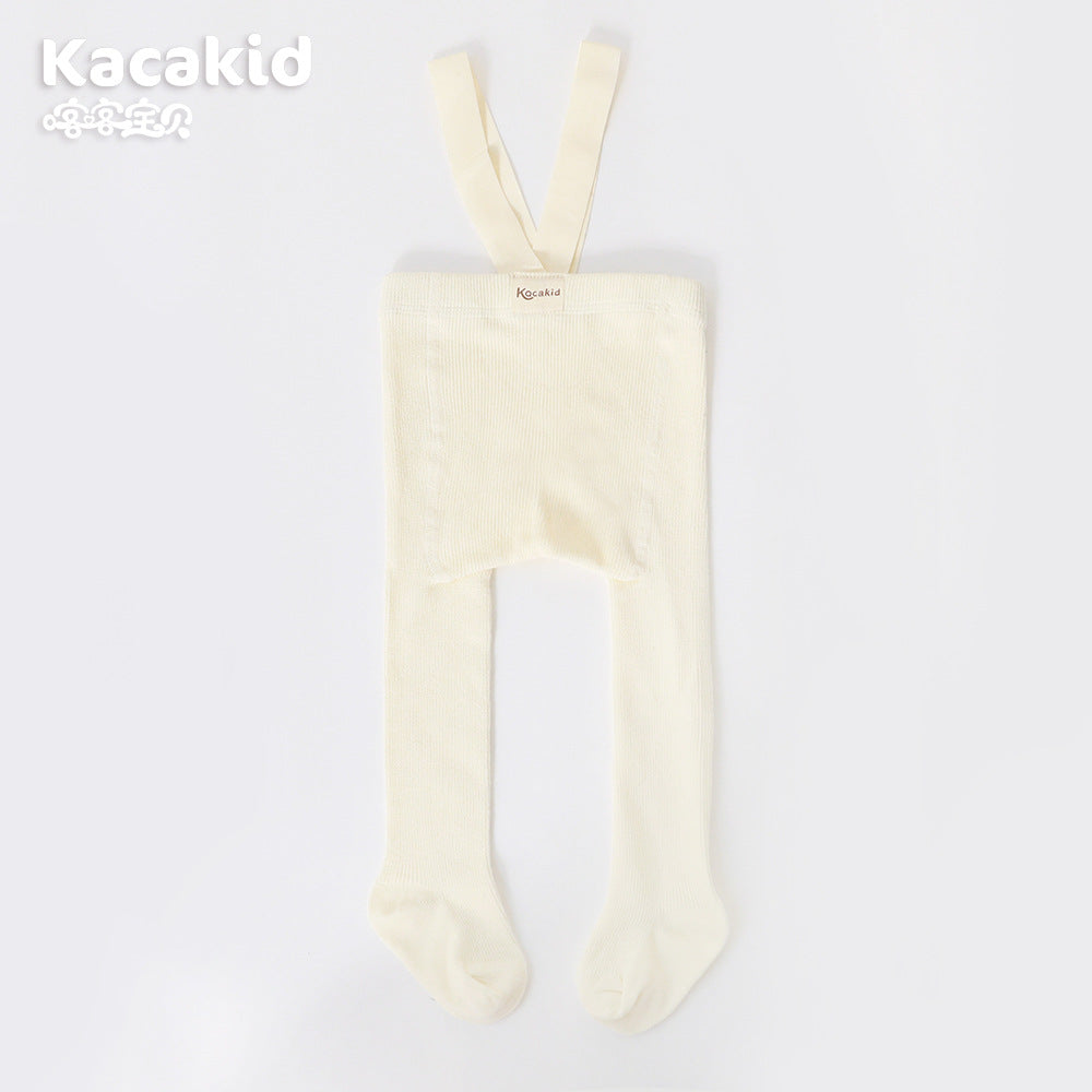 Weiße Babystrumpfhose mit Trägern, Baumwolle, Kacakid, bequem, weich, für Neugeborene.