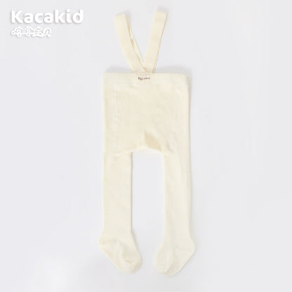 Weiße Babystrumpfhose mit Trägern, Baumwolle, Kacakid, bequem, weich, für Neugeborene.