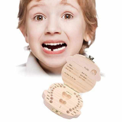 Junge mit Zahndose aus Holz, Milchzahndose, personalisierbar, Kinderzahndose, Geschenkidee.