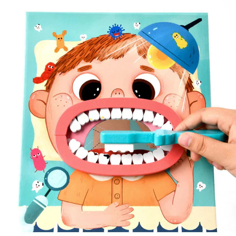 Kinderspielzeug Zahnputzset, bunt, pädagogisch, Zahnpflege, Lernspielzeug, Cartoon-Design