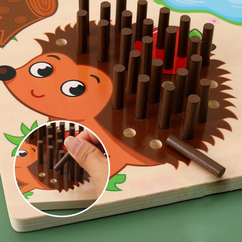 Holz-Igel-Brettspiel für Kinder, Lernspielzeug, Kindergarten, braun, pädagogische Hilfsmittel.