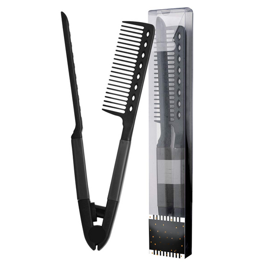 Schwarzer Faltkamm aus Kunststoff, ideal zum Stylen und Entwirren von Haaren.