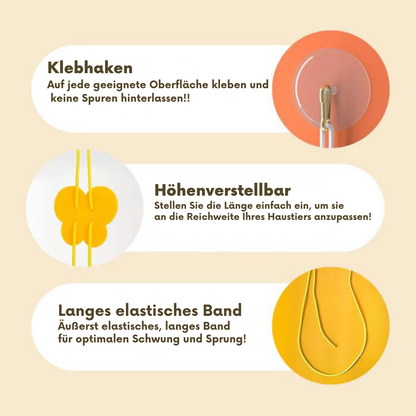 Klebbarer Haken mit elastischem Band, höhenverstellbar, ideal für Haustierspielzeug.