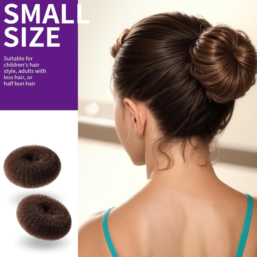 Brauner Haardonut für kleine Duttfrisuren, ideal für Kinder und Erwachsene mit dünnem Haar.