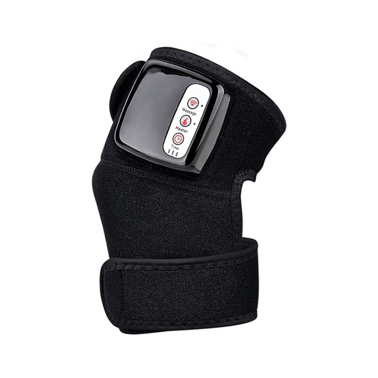 Schwarzes Infrarot-Knie-Massagegerät mit Bedienelementen, Schmerztherapie, Erholung.