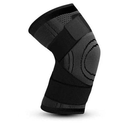 Schwarze Kniebandage, elastisch, atmungsaktiv, für Sport und Unterstützung.