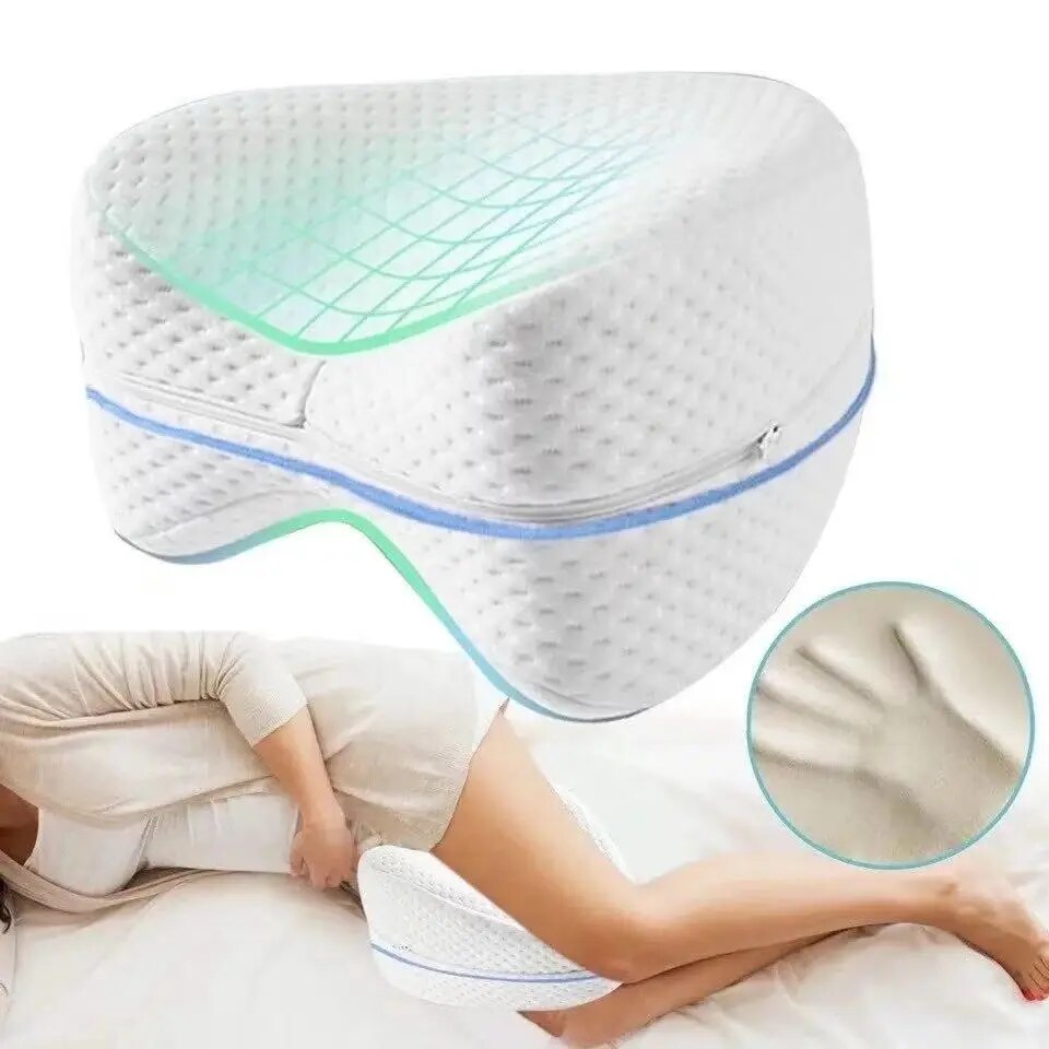 Orthopädisches Kniekissen, Memory-Schaum, weiß, ergonomisch, für Seitenschläfer, Beinkomfort.