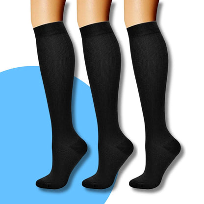 Schwarze Unisex-Kniestrümpfe, nahtlos, atmungsaktiv, ideal für Sport und Alltag.