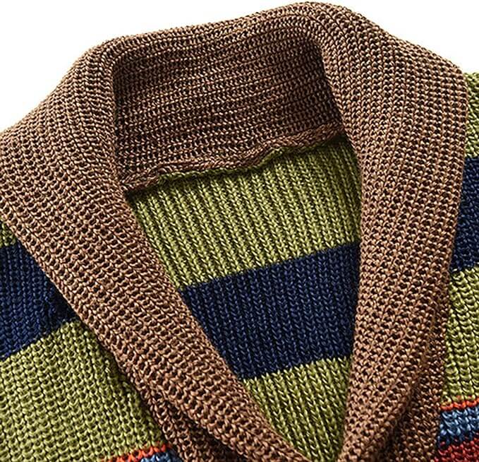 Herrcardigan i stickat med colourblock och geometriskt mönster – Leandro