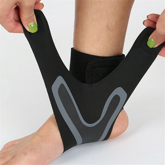Schwarze Knöchelbandage, elastisch, für Sport, Unterstützung, Verletzungsprävention.