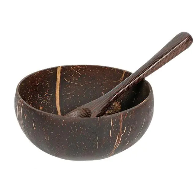 Kokosnuss-Schale mit Löffel, braun, umweltfreundlich, nachhaltig, für Küche und Dekoration.