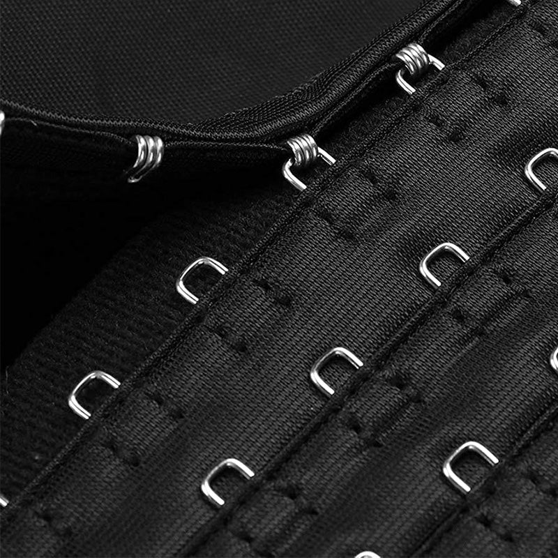Schwarzes Korsett mit Hakenverschluss, Damenmode, Taillenformer, elegantes Design.