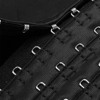 Schwarzes Korsett mit Hakenverschluss, Damenmode, Taillenformer, elegantes Design.